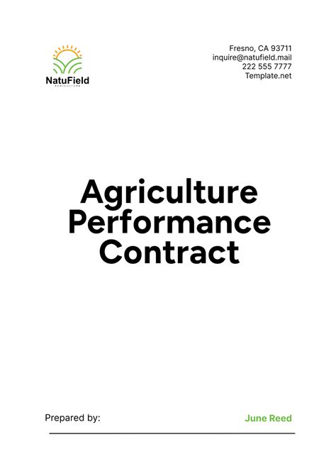 Free Agriculture Performance Contract Template to Edit Online