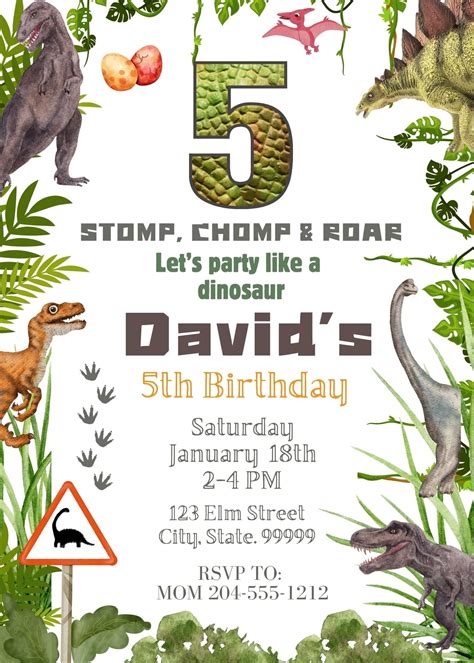 Dinosaur Theme Birthday Invitations Dinosaur Birthday Party – Palm