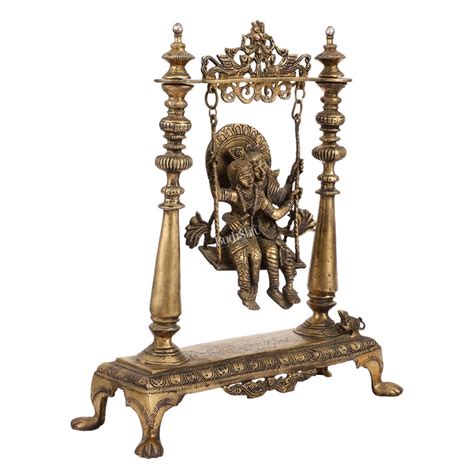 Buy Antique Brass Radha Krishna Swing (Jhula) Idol | Height 15.5 inch ...