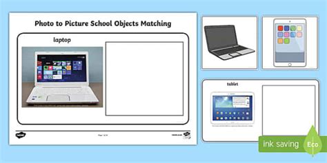 Workstation Pack: Photo to Picture School Objects Matching Activity Pack