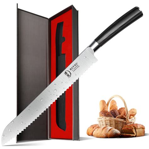 RITSU 10 Inch Serrated Knife, Professional Serrated Bread Knife, German ...