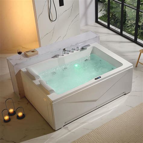 Amazon.com: Empava 2 Person Heated Soaking Whirlpool Bathtub, 71 ...