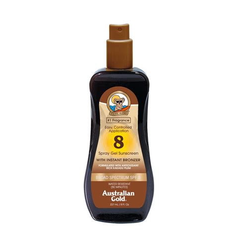 Buy Australian Gold Spray Gel Sunscreen with Instant Bronzer SPF 8, 8 ...