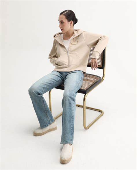 Rareism Women's Div Beige Cotton Blend Hooded Regular Fit Printed Swea