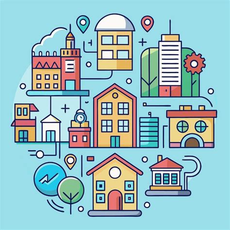 Connected smart city buildings with modern architecture | Premium AI ...