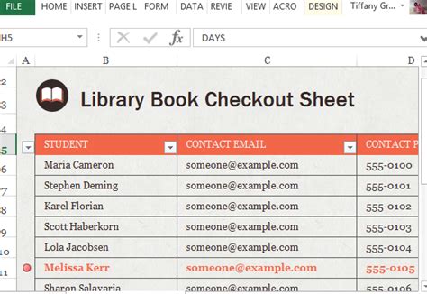 Image result for Library Book Check Out in Excel