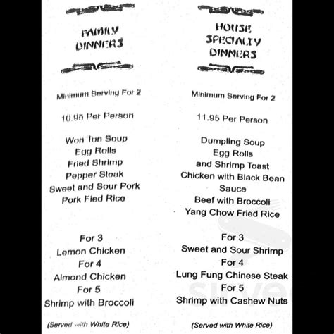 Lung Fung Chinese Restaurant 2 menu in San Antonio, Texas, USA