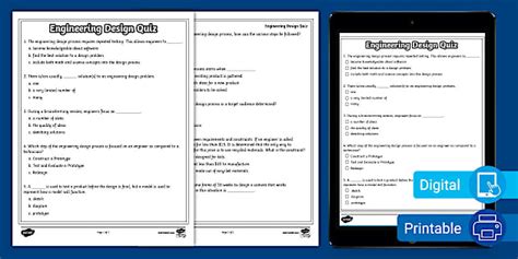 Engineering Design Quiz for 6th-8th Grade (teacher made)