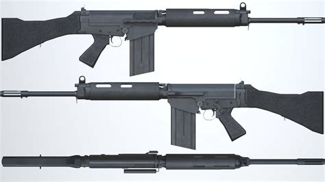 FN FAL Rifle Black - 3D Model by TimberTinker
