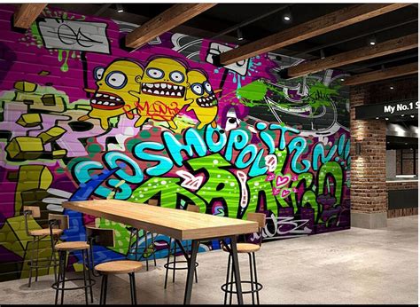 无缝大型壁画 咖啡厅网吧饭店街头涂鸦抽象壁画墙纸 - 筑典 - 九正建材网