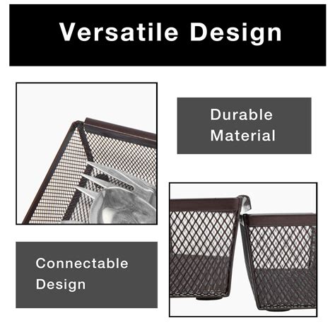Smart Design Drawer Organizer - Set of 6 - Steel Metal Mesh - 9 x 3 ...