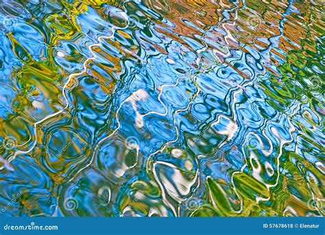 Beautiful Abstract Water Reflection in Blue, Yellow and Green Colors ...
