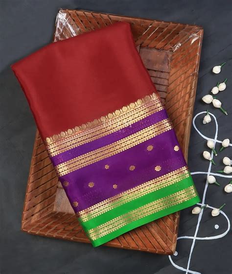 Buy Maroon Mysore Silk Saree T740071
