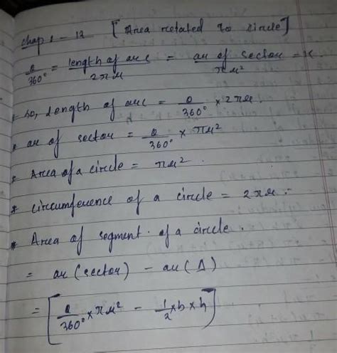 show all the class10 formula of chapter 12 area related to circles ...
