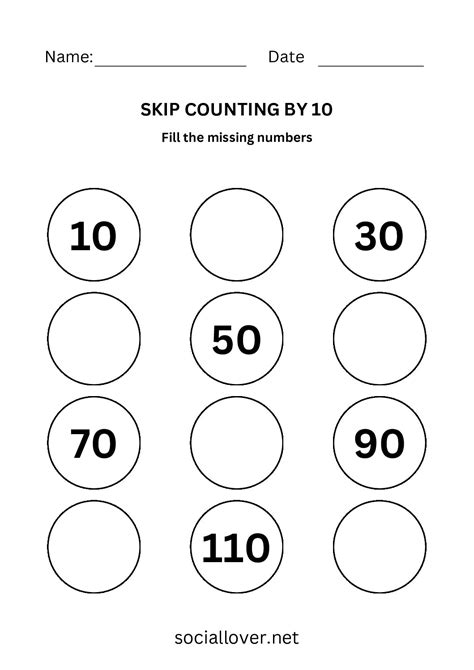 Skip counting by 10 worksheet