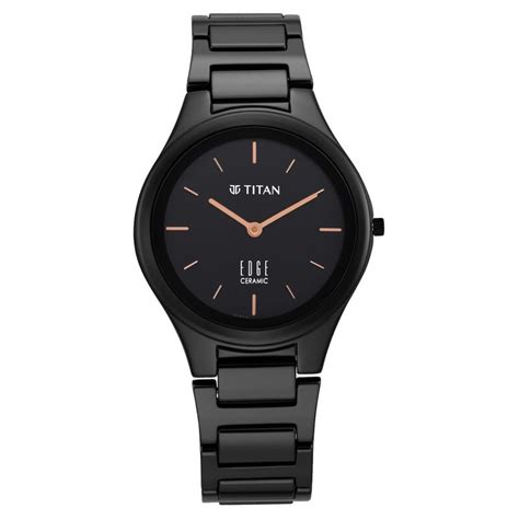 Buy Online Titan Edge Ceramic Quartz in Glossy Black Dial Watch for ...