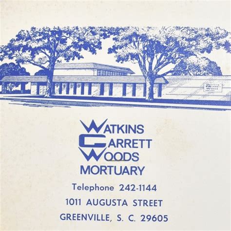1980s Watkins Garrett Woods Mortuary 1011 Augusta Street Greenville SC ...
