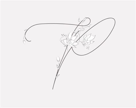 Floral Letter F Drawing