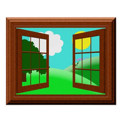 Cute Colorful Kids Cartoon Window View Poster | Zazzle | Window ...