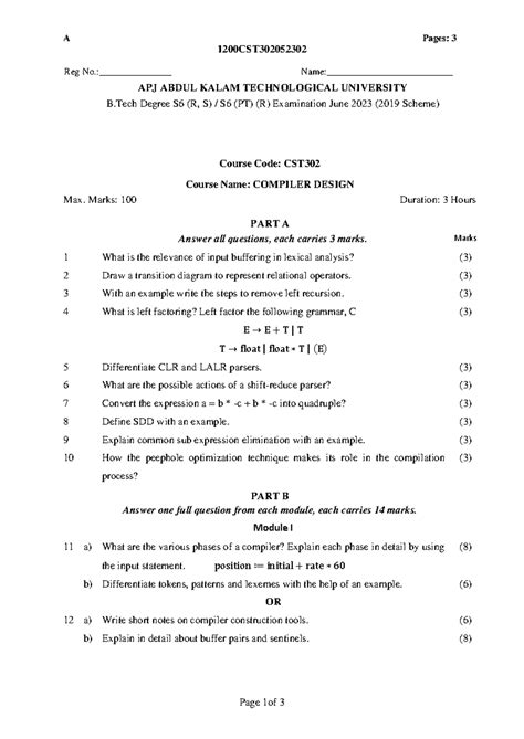 Prev. Qn 3-CST302 - question paper - 1200CST Page 1 of 3 Course Code ...
