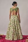 Buy Green Crepe, Silk Organza Sequins, Gardenia Print And Embellished ...