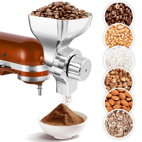 ALL Metal Grain Mill Attachment for KitchenAid Stand Mixer with 12 ...