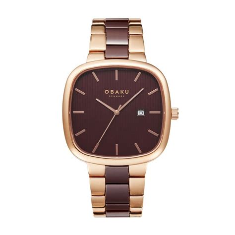 Buy Obaku Timian Nut Quartz Brown Square Dial Mens Watch - V282GDVNCN ...