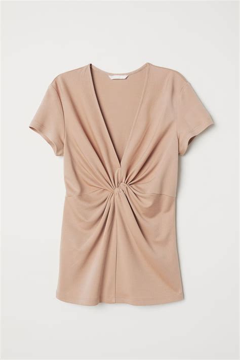 Knot-detail top - Beige - Ladies | H&M IN