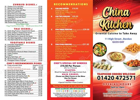 Menu at China kitchen fast food, Bordon