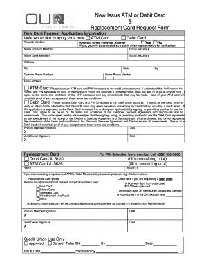 Fillable Online New Issue ATM or Debit Card Replacement Card Request ...