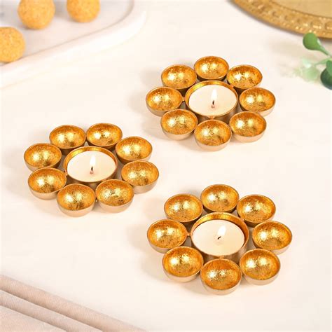 Luminous Iron Tealight Holder Set Of 3 Online - Premium Candle Holder ...