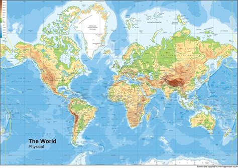 Physical Map of The World - Size A2-59.4 x 42cm - India | Ubuy