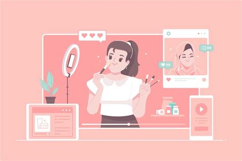 Content creator makeup concept illustration | Premium Vector