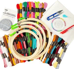 Qroof Embroidery Materials Kit New ,50 Colour Threads Beginner Supplies ...