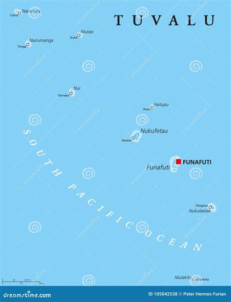 Tuvalu Political Map stock vector. Illustration of travel - 105042538