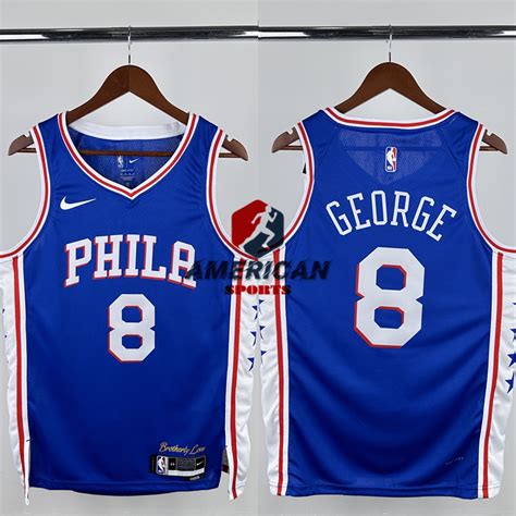 2024-25 Men's NBA Philadelphia 76ers 8# Paul George White Basketball ...