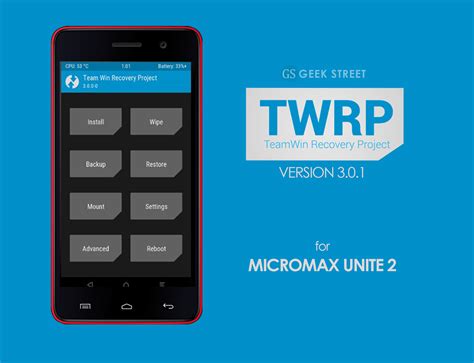 TWRP Version 3 (Recovery) for Kitkat/Lollipop - Micromax Unite 2 - APK MOD