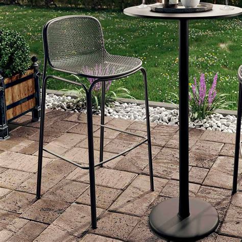2 High Stackable Metal Bar Stools Made in Italy