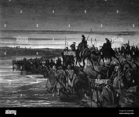 Wood Engraving of The Children of Israel Crossing the Jordan River ...