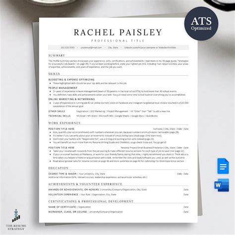 Buy ATS Resume Template: Minimalist, Modern Design With Cover Letter ...