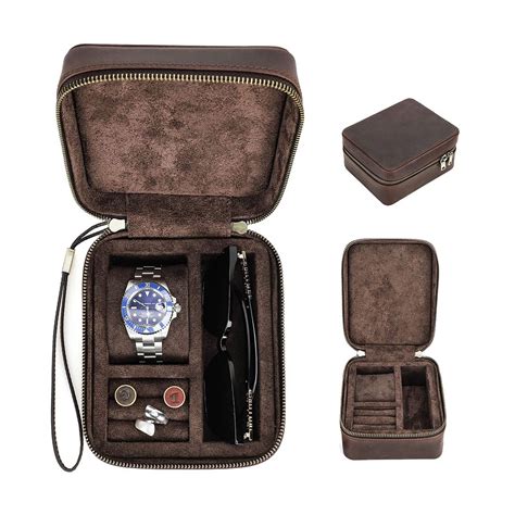 Hiram Leather Watch Case Glasses Holder for Men Travel Jewelry Storage ...