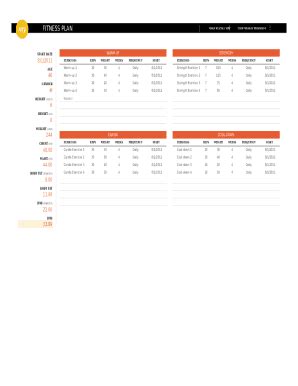 Fitness Plan Template - Blank Fillable Template | Fill Out, Print ...