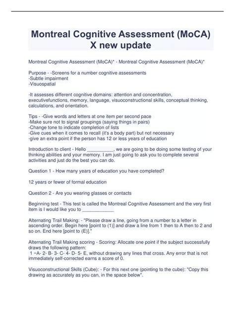 Montreal Cognitive Assessment (MoCA) X new update - Montreal Cognitive ...
