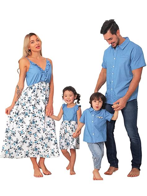 Summer Family Matching Clothing Set, Floral Print Dress, Short Sleeve ...