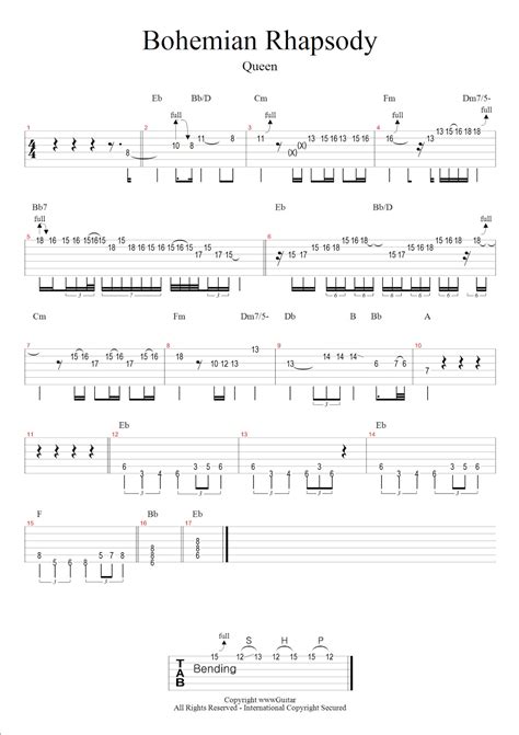 queen - bohemian rhapsody (tab) score