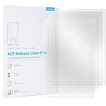 ELEGOO 5PCS ACF Release Liner Film for Saturn 3 Ultra LCD 3D Printer ...