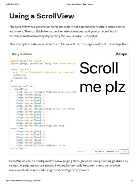 React Native ScrollView 的图像结果
