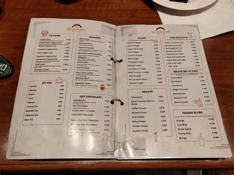 Menu at Brimmies All Day Cafe, Rajahmundry