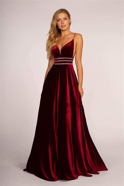 Elizabeth K - GL2584 Illusion Plunging Neck Sleeveless Velvet Gown ...