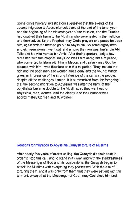 SOLUTION: The story of migration to abyssinia and its causes - Studypool